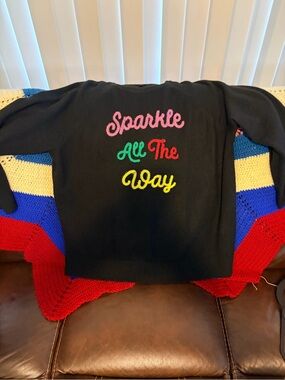 torrid Black Sweater with Pink, Green, Red & Yellow Embroidery